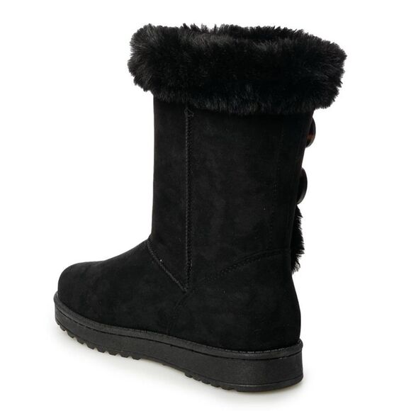 Women’s Black Cozy Abigail Faux-Fur Winter Boots Size 9 - Picture 8 of 9
